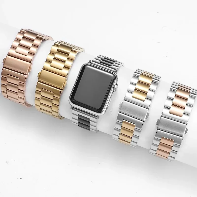

Ремешок из нержавеющей стали для Apple Watch Band 38/42 мм 41 мм 40/44 мм 45 мм 49 мм серии 9 8 7 6 SE Ultra 54321 на металлическом браслете iwatch