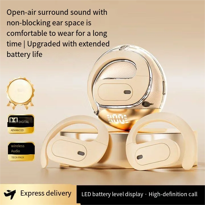 

JSS M112 Беспроводные наушники с открытыми наушниками, стереозвук HD, объемные басы 9D, шумоподавление ENC, светодиодный дисплей питания, для занятий спортом