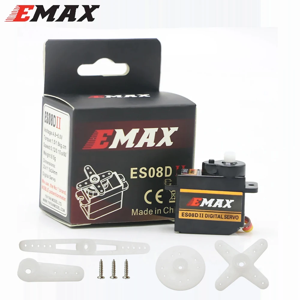 1/2/4/8 pcs EMAX ES08DII 4.8-6V 9g Plastic Digital Micro Servo With Futaba JR Plug For RC Helicopter Airplane Accessories