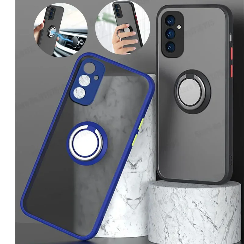 Magnetic Ring Shockproof Case For Samsung S25 Ultra S24 FE Skin Matte Hard Cases For Galaxy S23 Plus S22 S21 Stand Holder Cover
