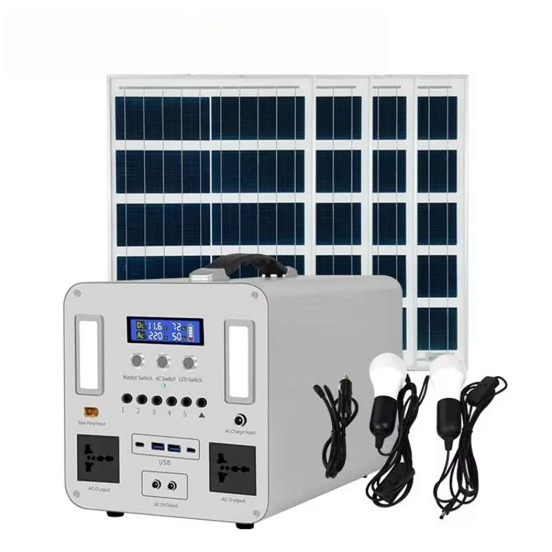 300W Mini Solar Energy Kit, Combined Lighting Battery Design, Small Off Grid Power System for Camping Scenes