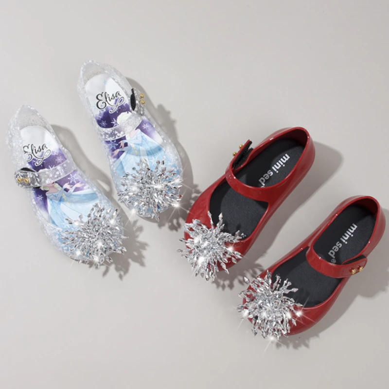 Buty Disney Girl\'s Princess Frozen Elsa księżniczka miękka podeszwa buty letnie dziecięce kryształowe błyszczące dla dziewczynek sandały