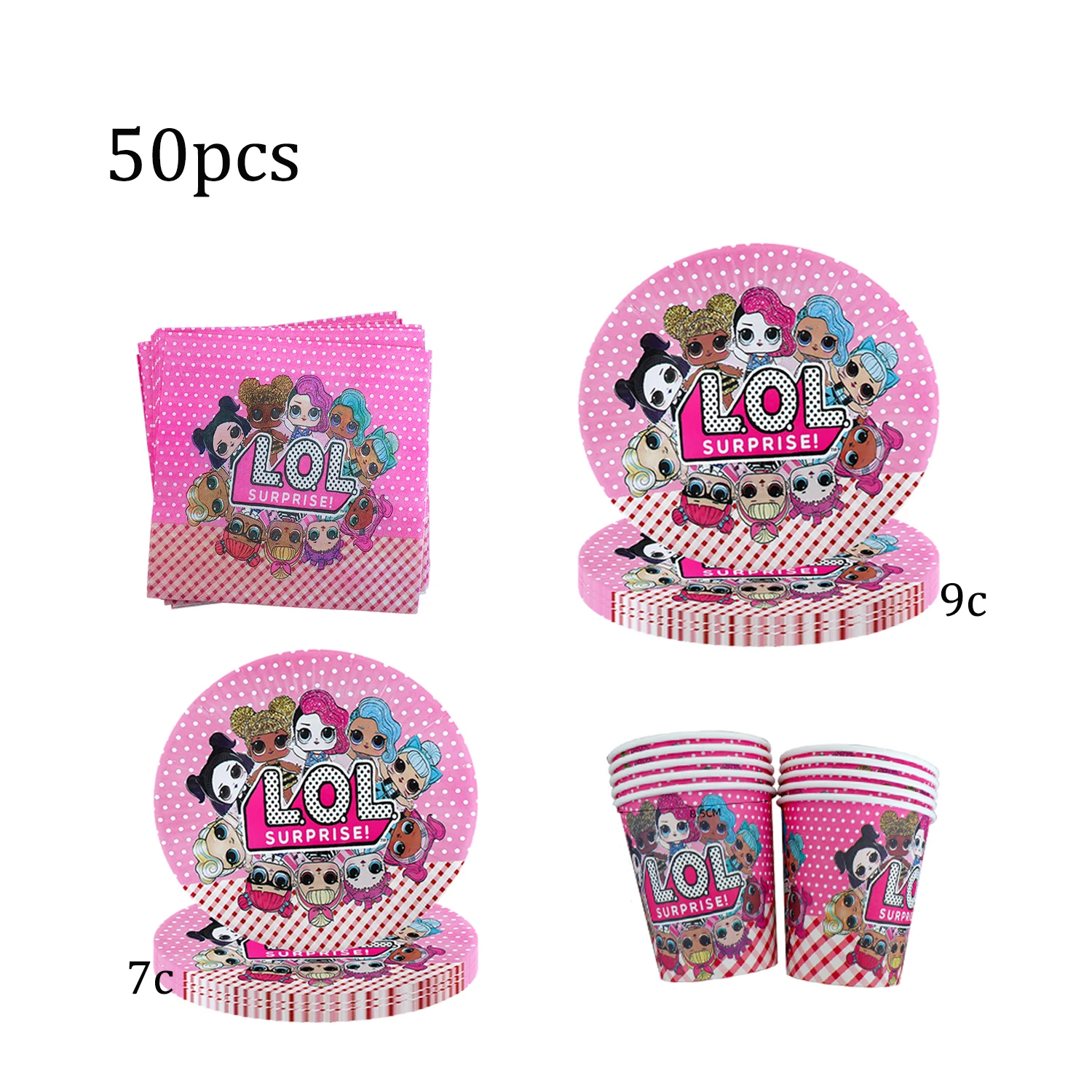 lol مفاجأة دمية حفلة عيد ميلاد موضوع الزينة أوراق لوحات أكواب راية مفرش المائدة القش مجموعة لإمدادات استحمام الطفل #5