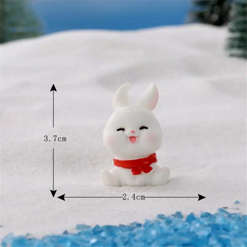 Figurines Miniatures Cute Rabbit Micro Landscape Ornaments For Christmas Home Decorations Kawaii Animal Bunny Room Decor