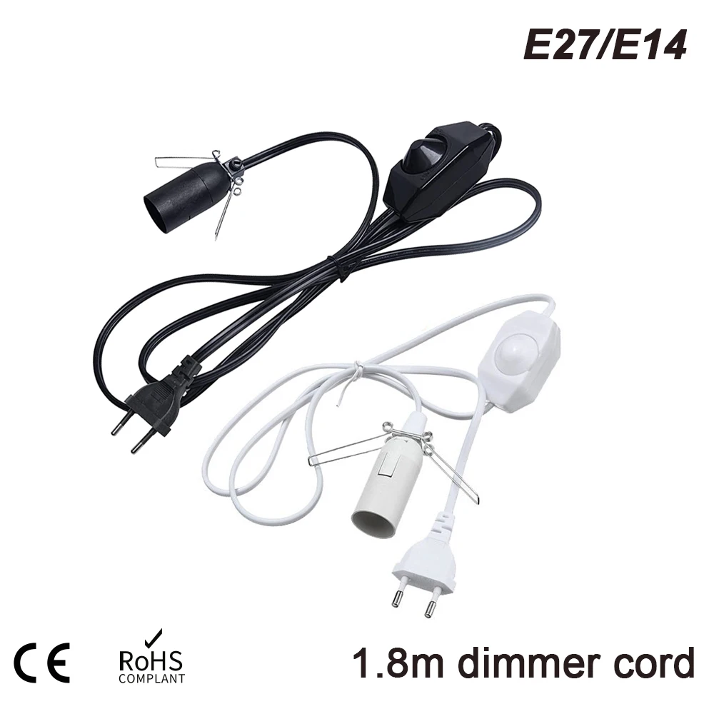 Cable de alimentación para lámpara de sal del Himalaya, enchufe europeo, E14, E27, 1,8 M