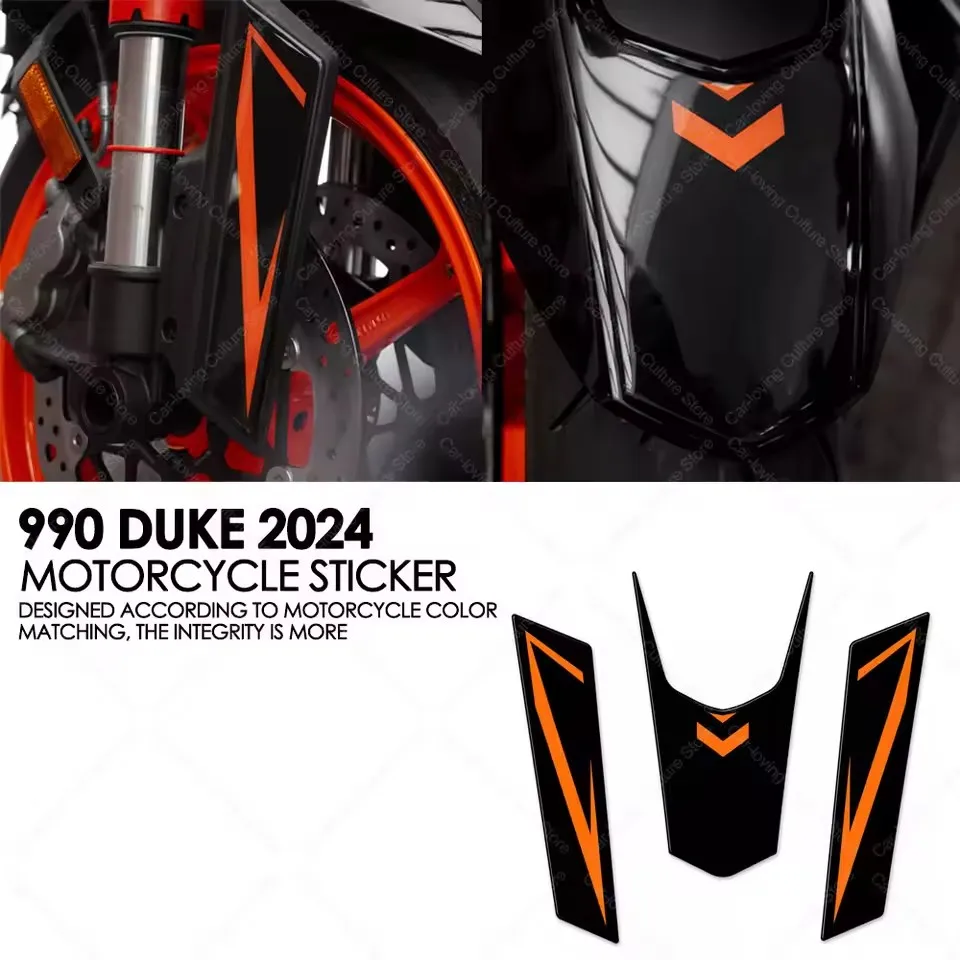 For 990 Duke 990Duke 2024 Motorcycle Accessories Motorcycle Mudguard Sticker Protector 3D Resin Sticker