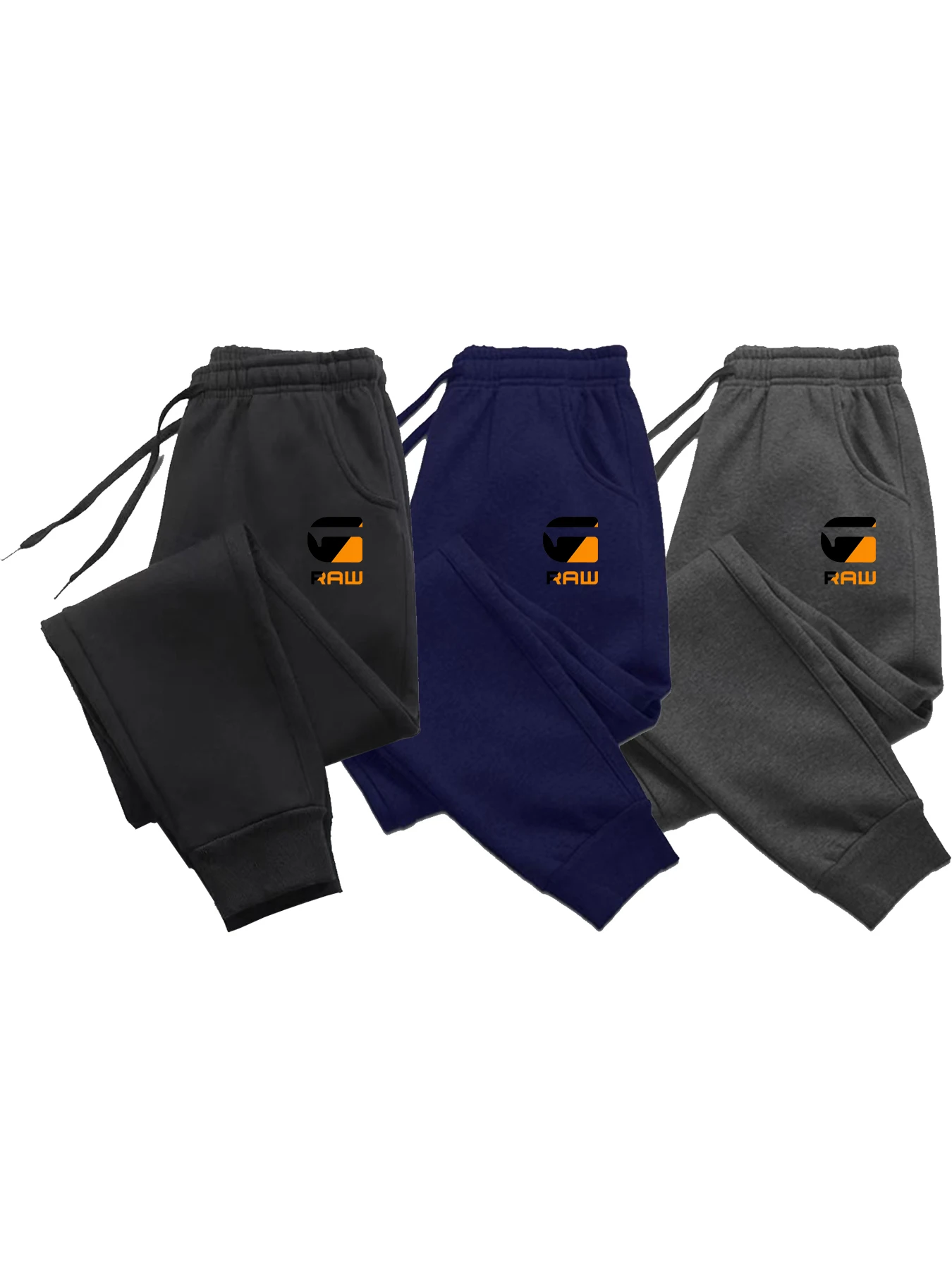 3PC autumn and winter new sports jogging pants fitness loose clothing solid color set street wear pants 3-pack printed men's pan