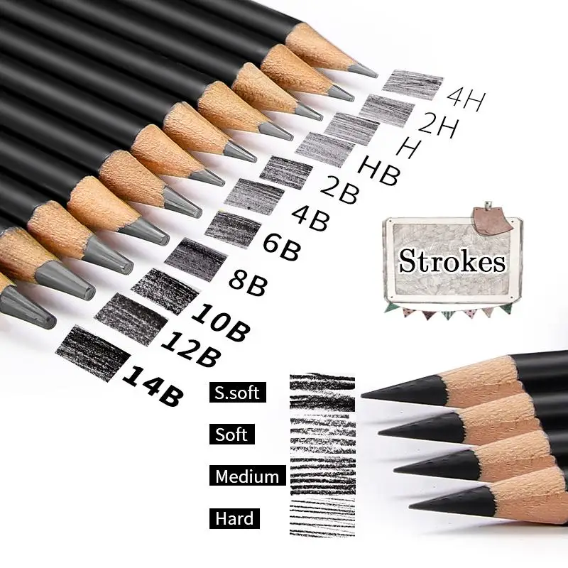 Painting Supplies 41pcs Professional Sketching Drawing Set Graphite Charcoal Pencil Kit Carrying Bag for Art Students School