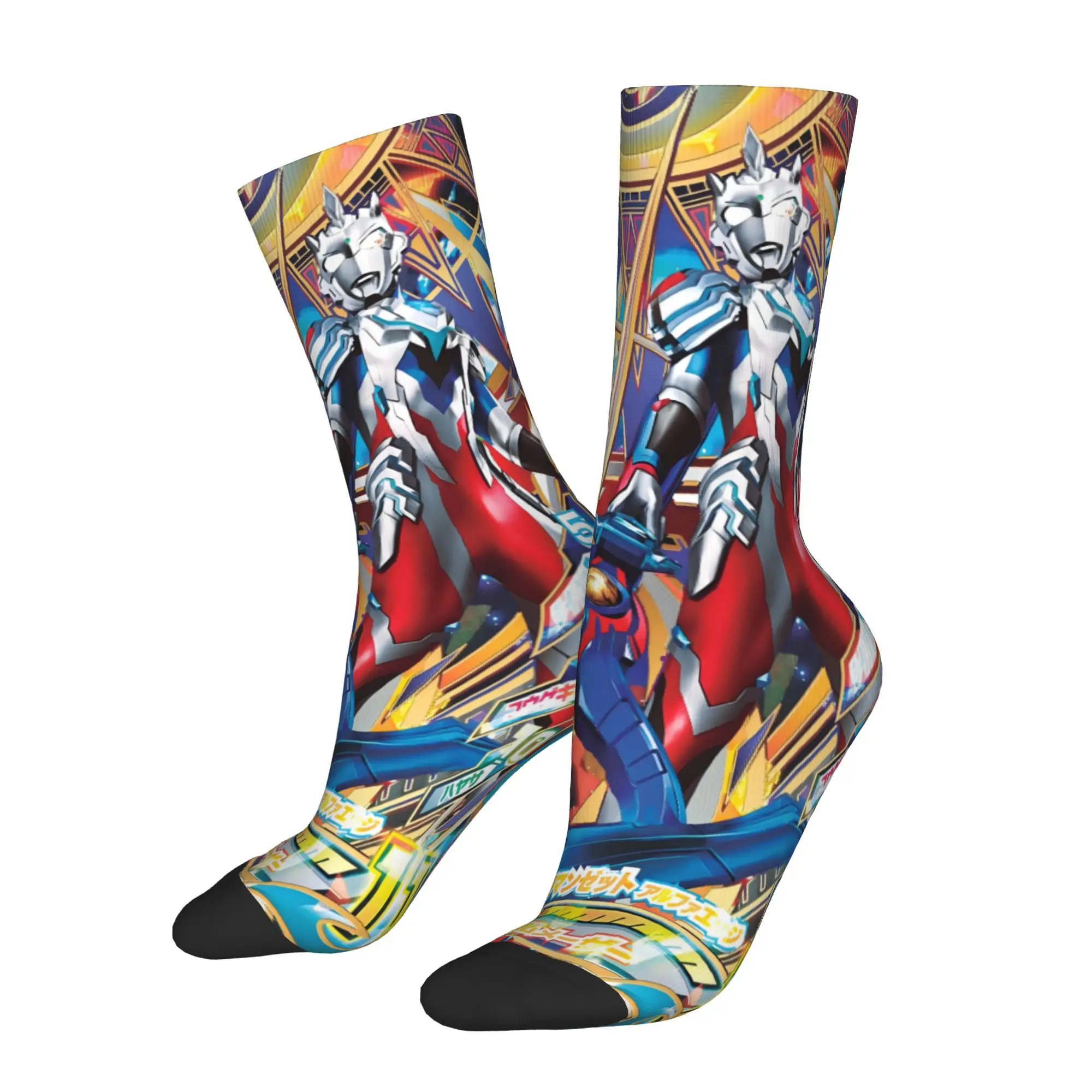 Custom Cartoon Ultraman Comic  Mens Crew Socks Unisex Cool Childhood Memories Spring Summer Autumn Winter Dress Socks