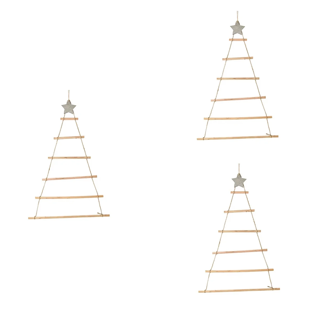 3X DIY Wooden Christmas Tree Wooden Wall Hanging Christmas Tree New Year Decoration for Home Ornaments Wood Color