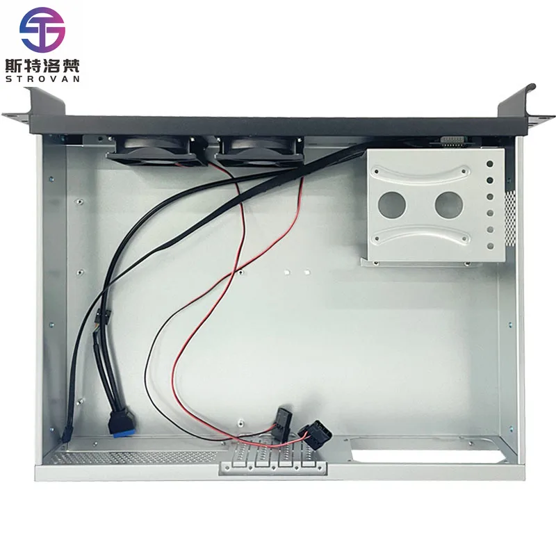 

2U Industrial Control Rack Server Chassis Fan 33cm Deep Front USB Aluminum Panel Workstation Storage Case MicroATX