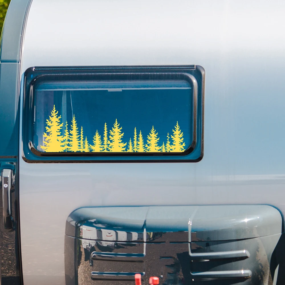 ملصق سيارة فينيل على شكل شجرة ، تخييم RV ، في الهواء الطلق ، أشجار ، غابة ، نافذة ، ملصق مصد للصدمات ، ضبط قطع غيار السيارات ، إكسسوارات