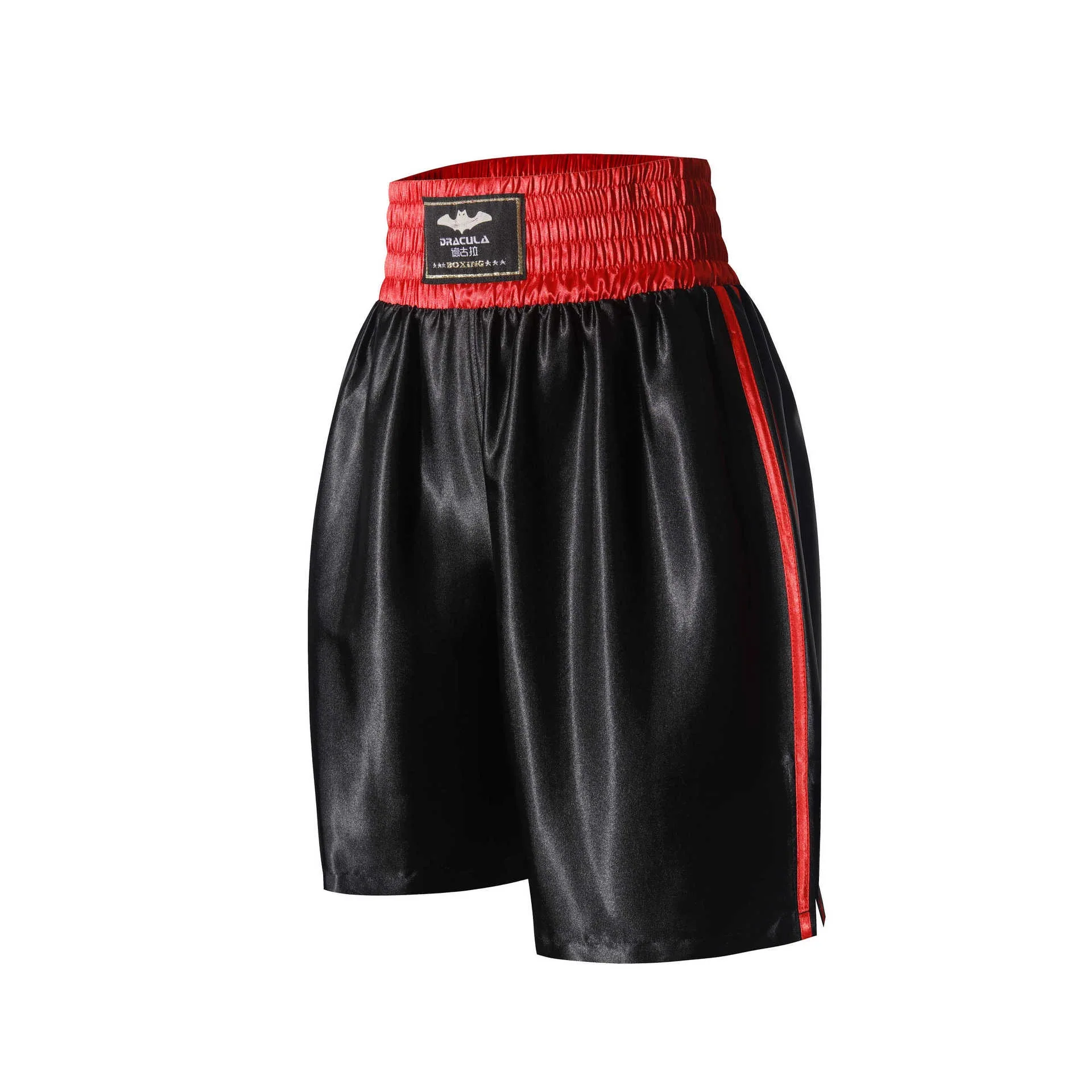 Shiny Satin Long Boxing Trunks Muay Thai Shorts for Men Women Youth Martial Arts MMA Kickboxing Fighting Training Sparring Pants