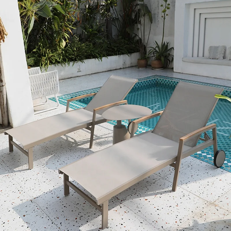 Simple outdoor swimming pool aluminum alloy beach chair