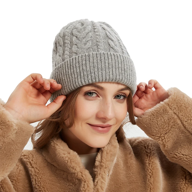 BEAUTODAY Warm Woolen Hats Women Genuine Sheep Wool Solid Color 2023 Winter Ladies Accessories Handmade 96512