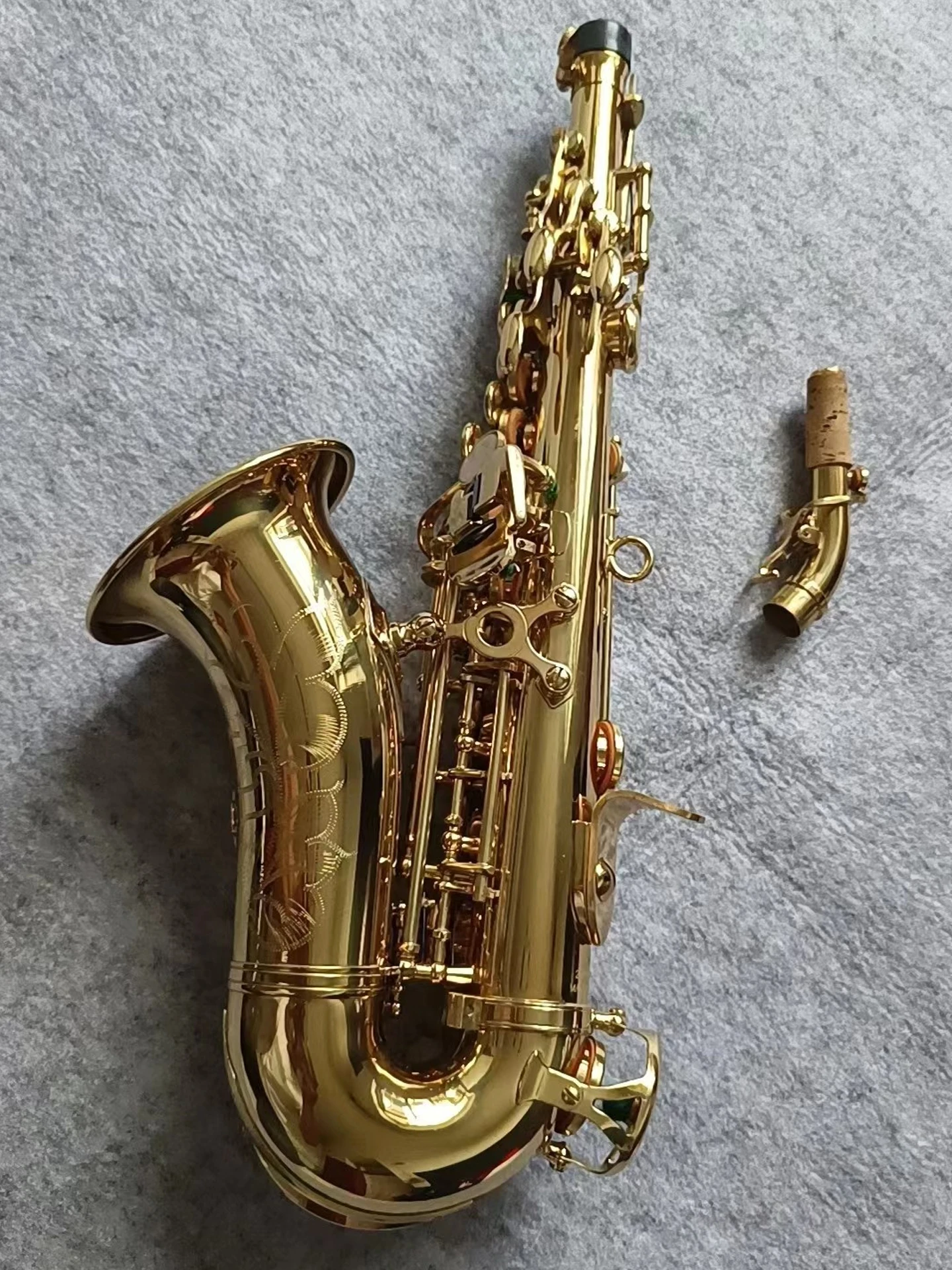 901 Professionally curved soprano saxophone in B-flat brass gold-plated deep engraved pattern soprano saxophone jazz instrument