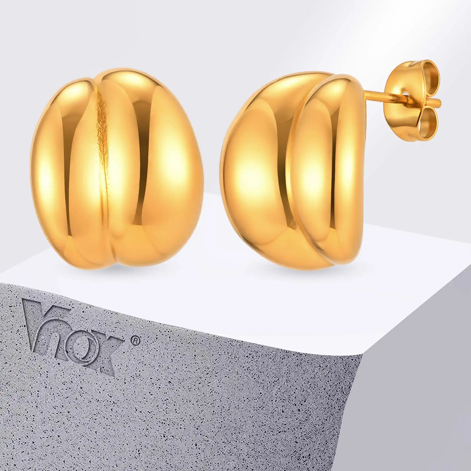 

Vnox Creative Mirror Waterdrop Stainless Steel Stud Earrings Women Teardrop High Polished Gold Plated Earrings Wedding Jewelry
