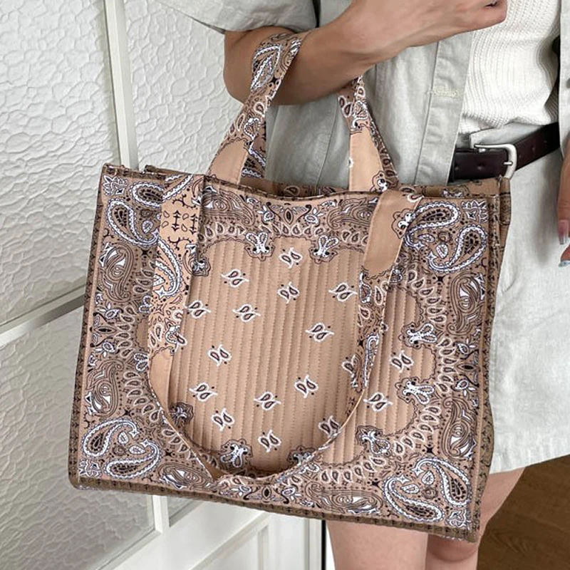 Bohemian Artistic Vintage Floral Pattern Tote Bag,Women Shoulder Bag,Large Capacity Versatile Commute Work Shopping Handbag