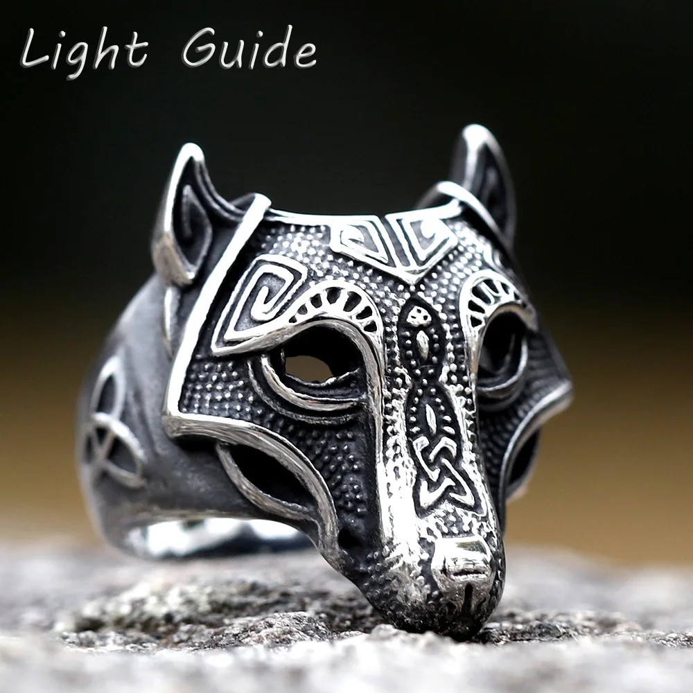 2022 NEW Men's 316L stainless steel ring viking wolf  Ring Punk animal Ring For Men Fancy Halloween Jewelry free shipping