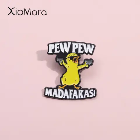 Pew Pew Madafakas! Cute Chicken Enamel Pins Cool Killer Little Chicken Sunglasses Brooches Lapel Badges Animal Jewelry Gift