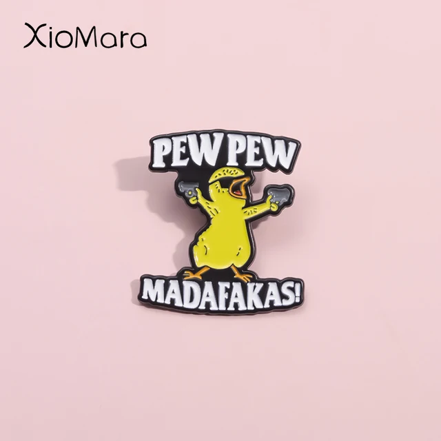 Pew Pew Madafakas! Śliczne emaliowane szpilki z kurczakiem Cool Killer Little Chicken Okulary przeciwsłoneczne Broszki Naszywki na klapę Biżuteria dla zwierząt Prezent