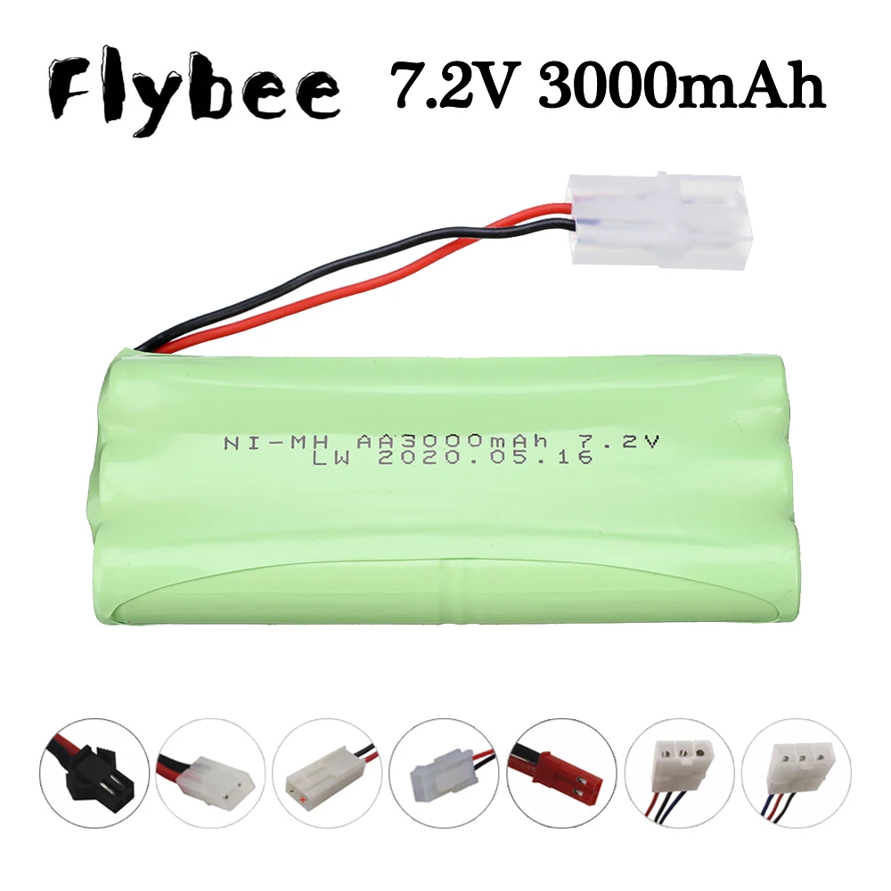 Batería NiMH de 7,2 v y 3000mah para juguetes teledirigidos, batería recargable AA de 7,2 v para tanques de coches, trenes, Robot, piezas de pistola, Tamiya/SM/JST