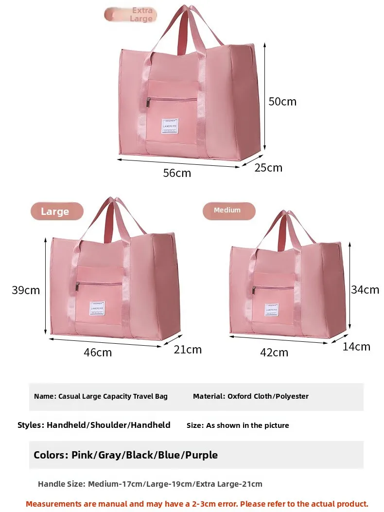 Bolsa de Viagem Masculina Portátil para Viagens Curtas em Tecido Ox Impermeável, Bolsa de Lazer Dobrável com Cartiment...