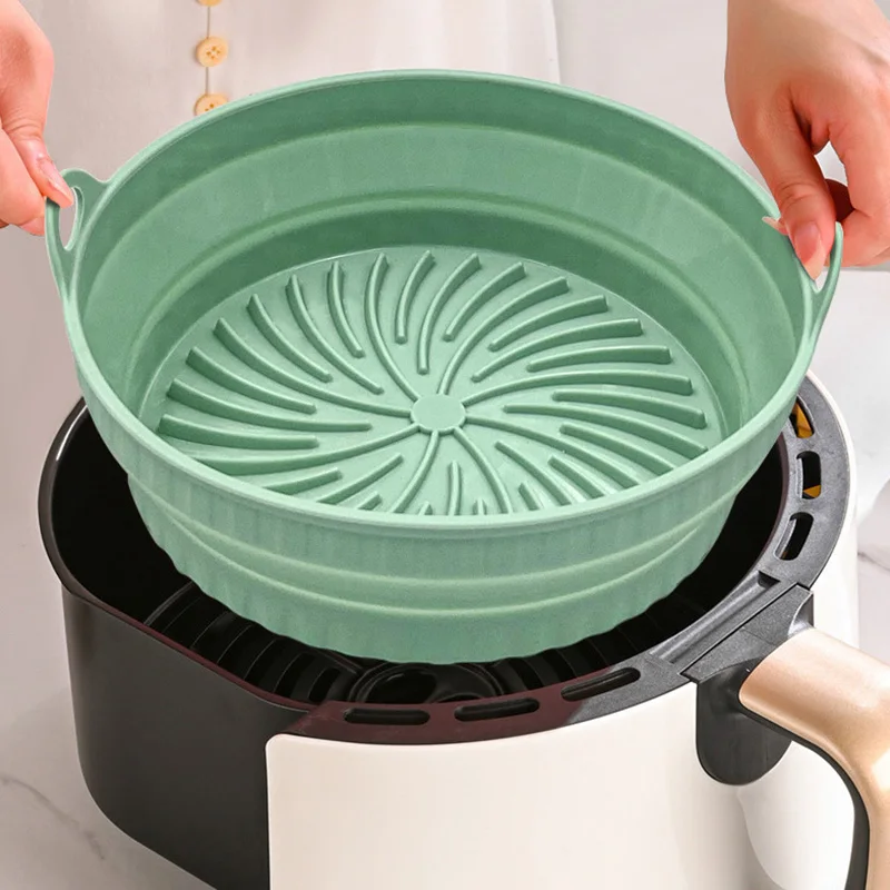 Foldable Air Fryer Silicone Liners Reusable Silicone Air Fryer Basket Food Safe Non Stick Air-Fryer Bakewa Kitchen Accessorie