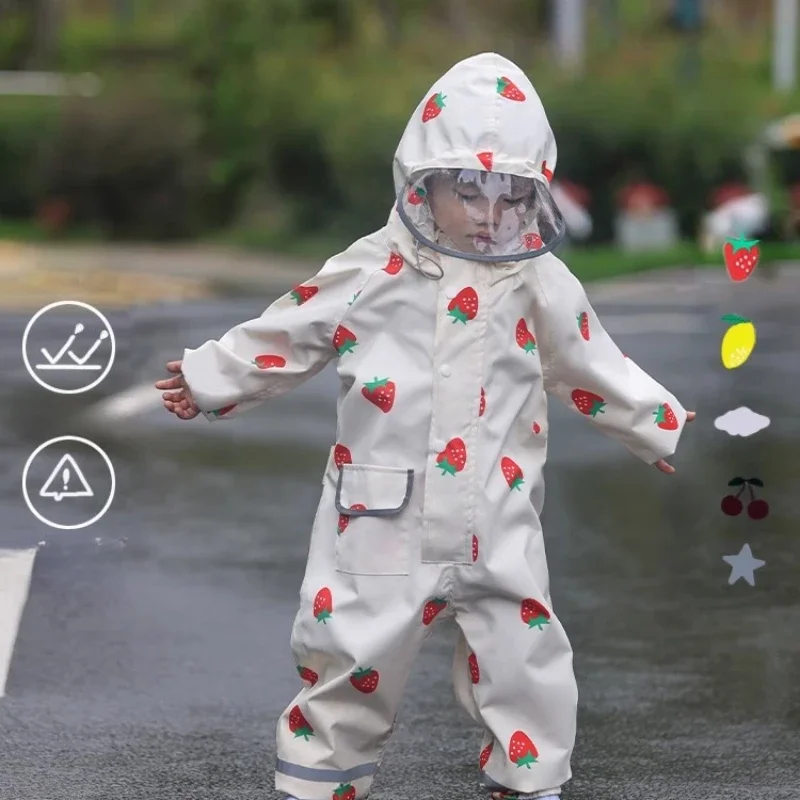 Children Waterproof Raincoat Play Suit Sandproof Overalls Poncho Set for Boys Girls Kindergarten Outdoor Playground Use 아동 우비