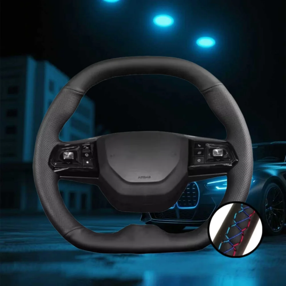 Hand-stitched Car Interior Steering Wheel Cover Non-Slip And Comfortable Microfiber Leather DIY For MG4 2022 2023 MG MULAN
