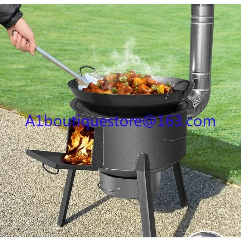 2024 new firewood stove household outdoor picnic stove ground pot large stove