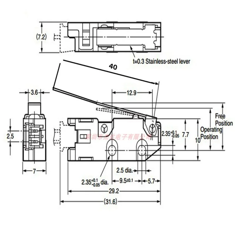1PCS Original imported D3M-01K14-3-E(V) pendulum micro switch 0.1A 30VDC normally closed switch