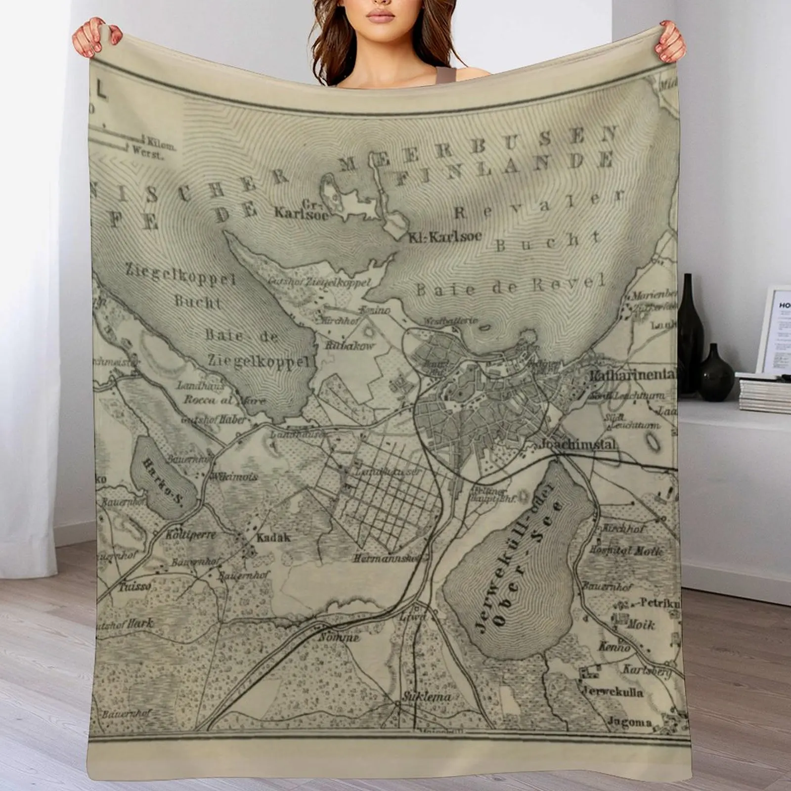 

Vintage Tallinn Estonia Map (1914) V.2 Throw Blanket anime Cute Plaid Decorative Beds Soft Blankets