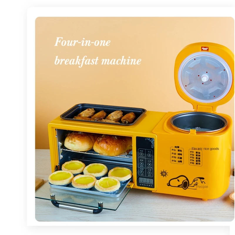 Multi-function Frying Pan, Electric Oven, Household Rice Cooker, 4-in-1 Toast Oven, Sandwich Maker, Breakfast Machine