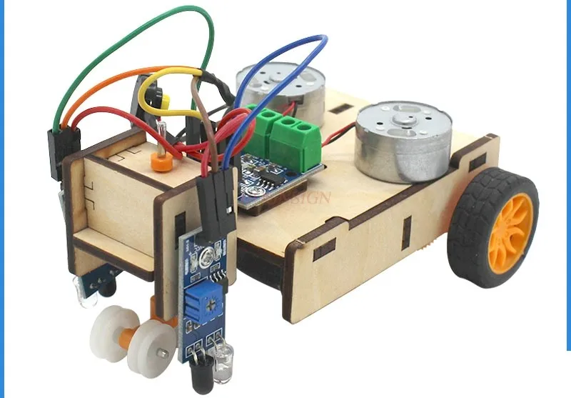 Patrol linea nera smart car studente creatore formazione educativa a vapore circuito elettronico tecnologia fai da te piccoli materiali di produzione