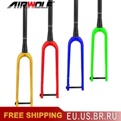 AIRWOLF 700C Gravel Fork Disc Brake Road Bike Fork Max Tire 700 45C or 27.5*2.1'' Blade Length 395mm Carbon Fork For Bicycle