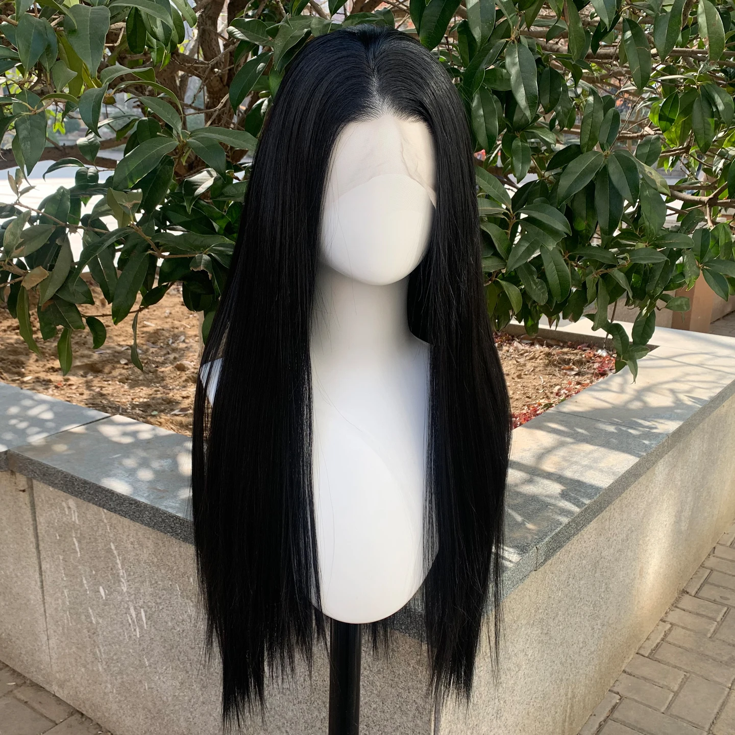 Black 13×4 Synthetic Lace Front Wigs for Women Long Straight Synthetic Lace Wig 26inch Glueless Heat Resistant Lace Front Wig