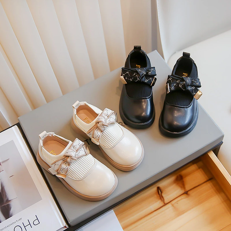 Chaussures en cuir avec nœud papillon pour enfants, optique scolaire décontractée, chaussures astronomiques pour filles, chaussures de printemps princesse pour enfants