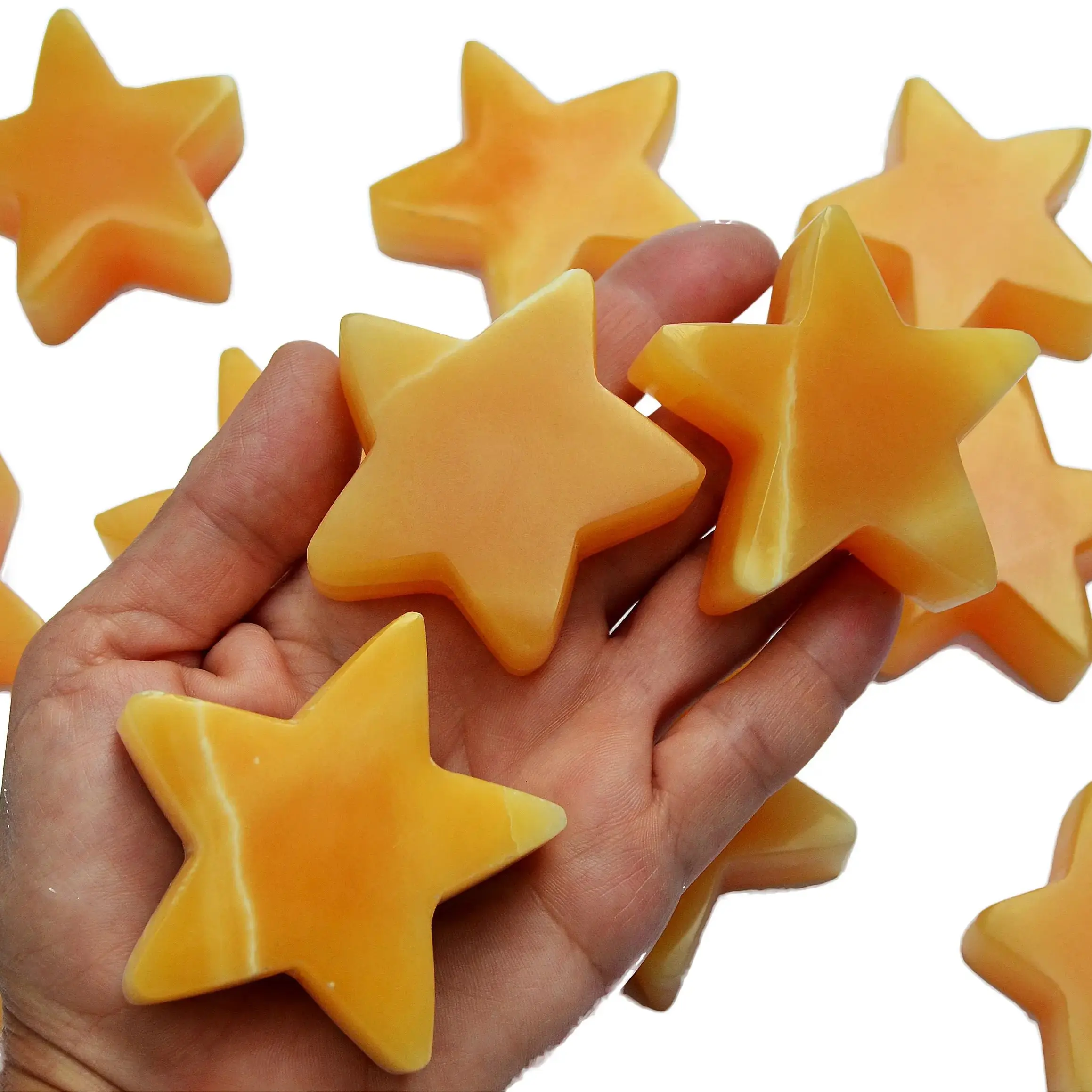 

1pc Orange Calcite Star Carving(50mm - 60mm), Unique Crystal Gift for Home Decor, Perfect for Christmas, Valentine's Day Gifts