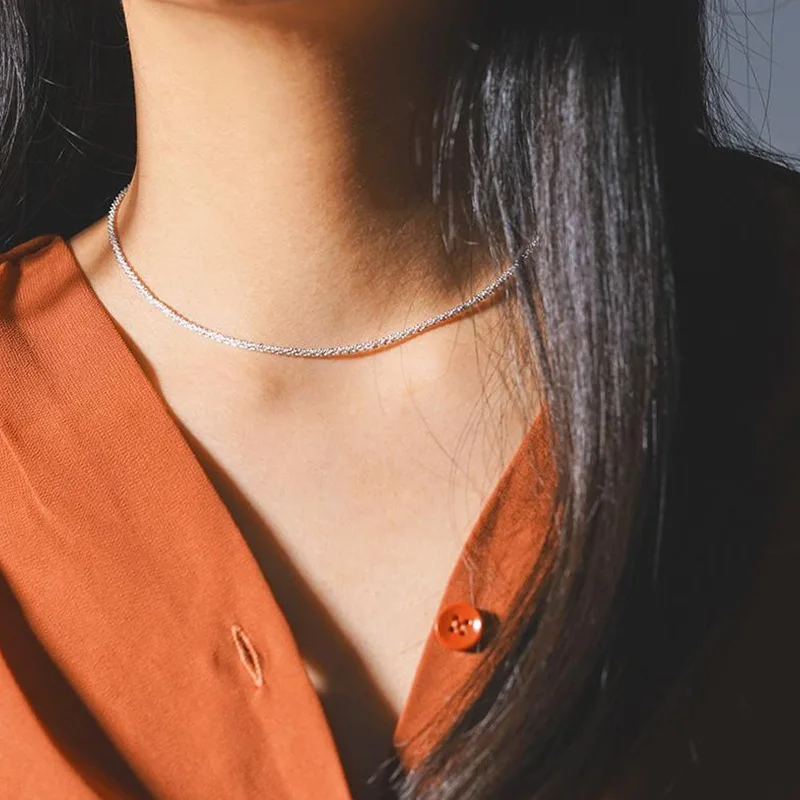 925 sterling silver sparkling collarbone chain Necklace Collar For Women Fine Jewelry Wedding Party Birthday Gift