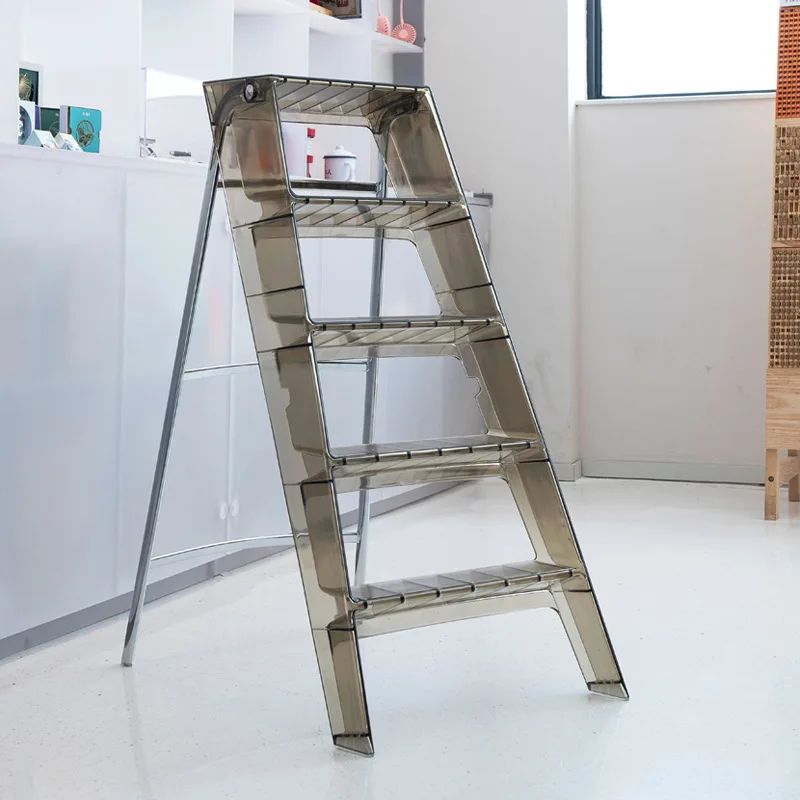 For Household Multi-functional Ladder, Transparent Folding Indoor Storage Five-step Ladder, Acrylic Anti-skid Pedal Ladder