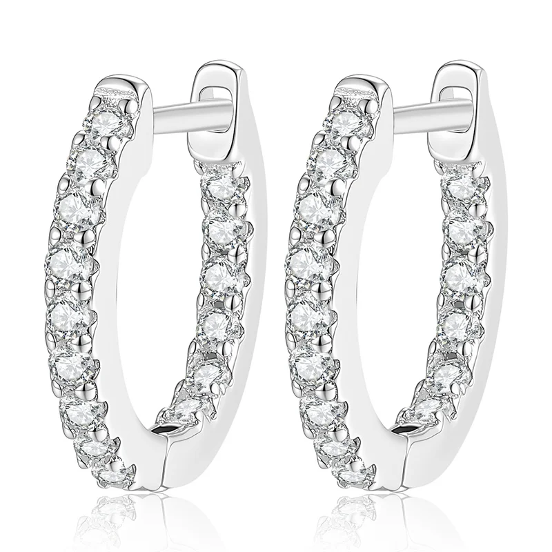 

E348 Lefei Fashion Color D Diamond-set Classic Moissanite Simple Circle Earring For Women 925 Sterling Silver Party Jewelry Gift