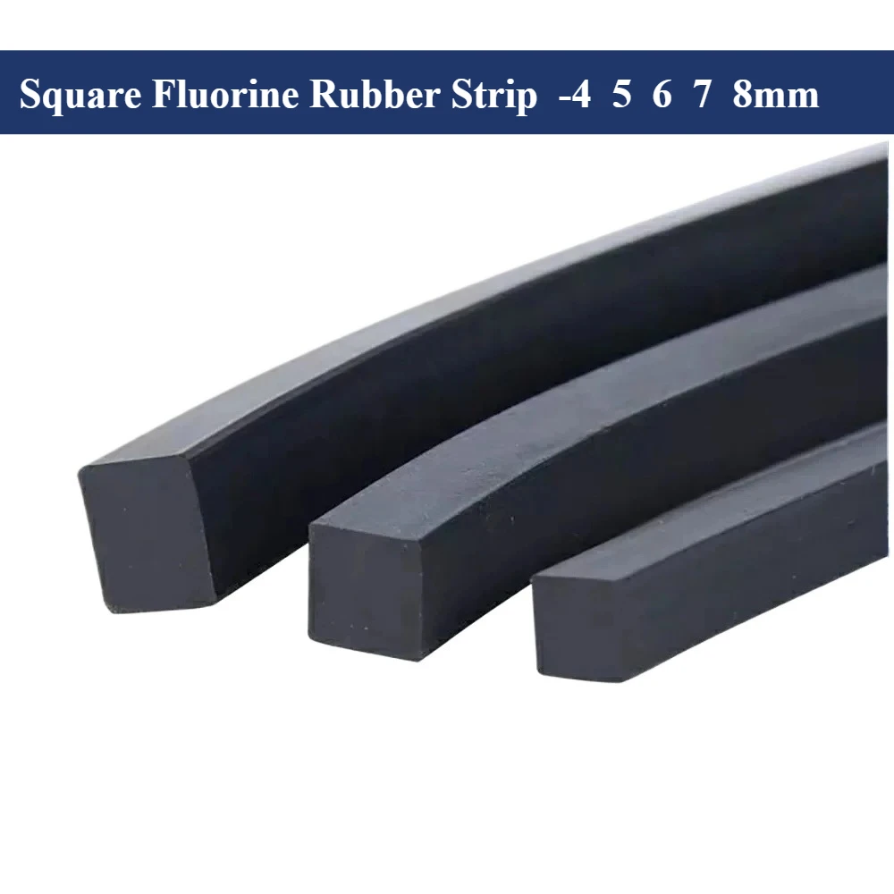 Square Fluorine Rubber Strip 4mm 5mm 6mm 7mm 8mm Fluororubber Cord Seal Acid Alkali Corrosion High Temp And Oil Resistant