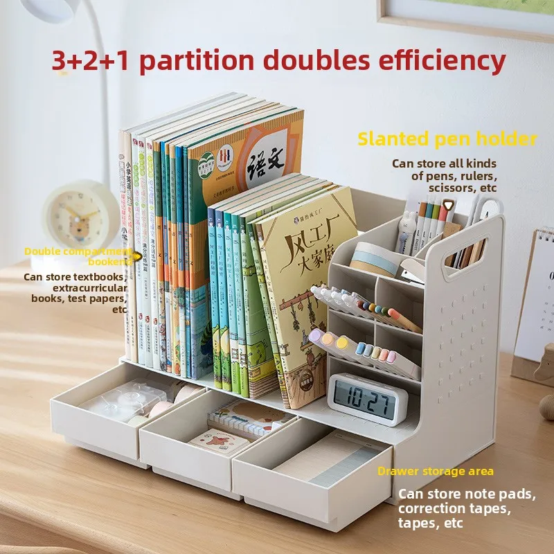 

Pen Pencil Holder Wooden Desk Organizers Shelves Accessories Desktop Stationery Organizer Bookshelf Home Office Storage Box