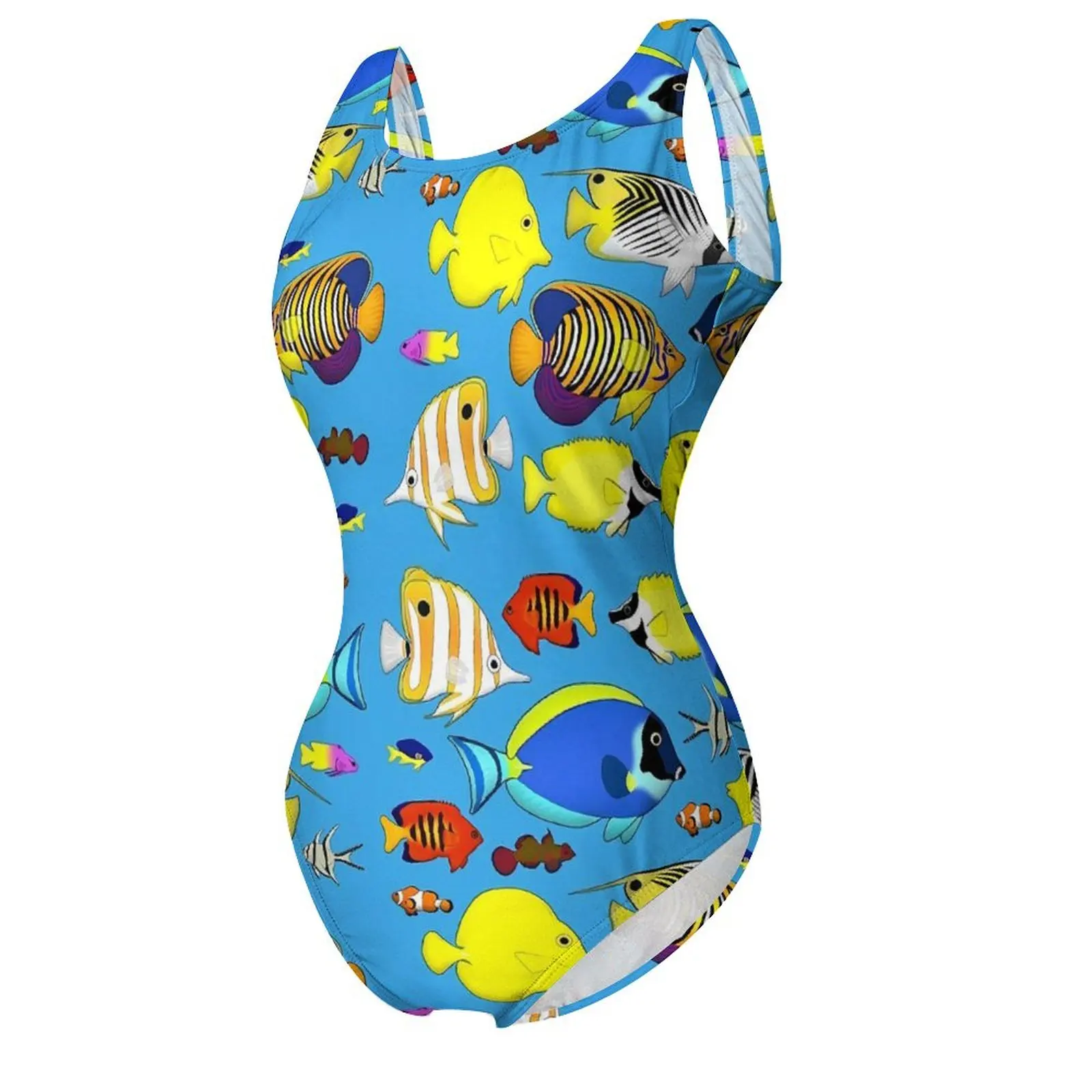 Schattig zeevisbadpak sexy kleurrijke dieren ééndelig badmode push-up bodysuit eenvoudige fitnessbadpakken