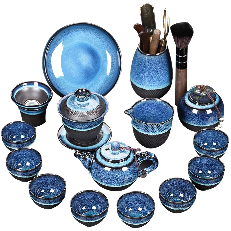 High-End Flambe Jian Ware Tea Set Suit