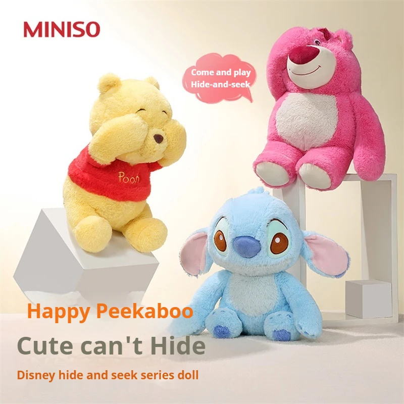 

Miniso D Isney, кукла в прятки, Стич, Винни, P, о, клубничный медведь, плюшевая игрушка, магнит, подарок на день рождения, Kawaii, диванная подушка