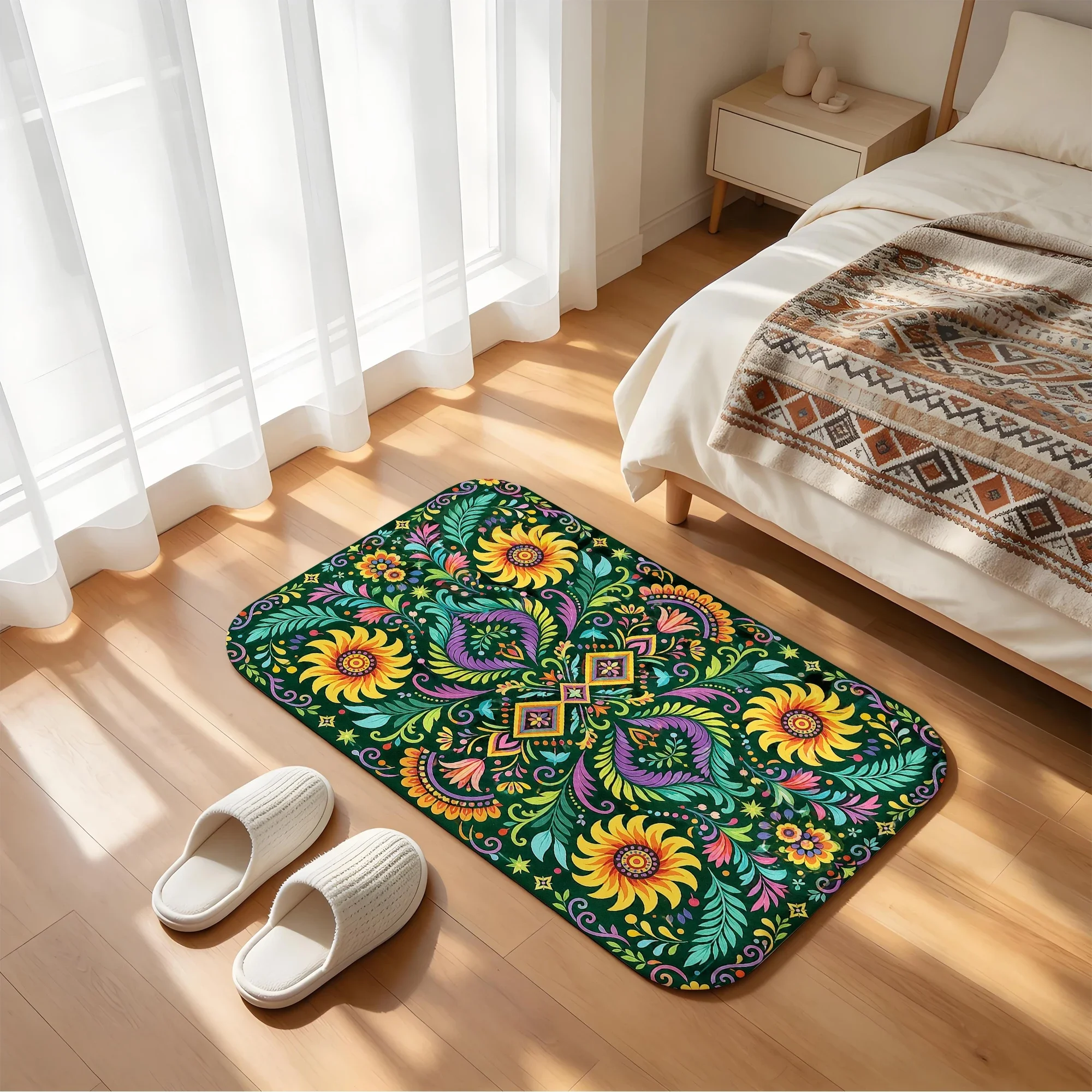 Bath mat anti slip absorbent bathroom carpet bathtub shower soft floor carpet Bohemian theme
