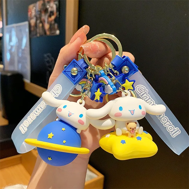 

Sanrio Cinnamoroll Keychain Decoration Anime Action Figures Cute Toy Q Figurals Car Key Decoration Model Children Birthday Gifts