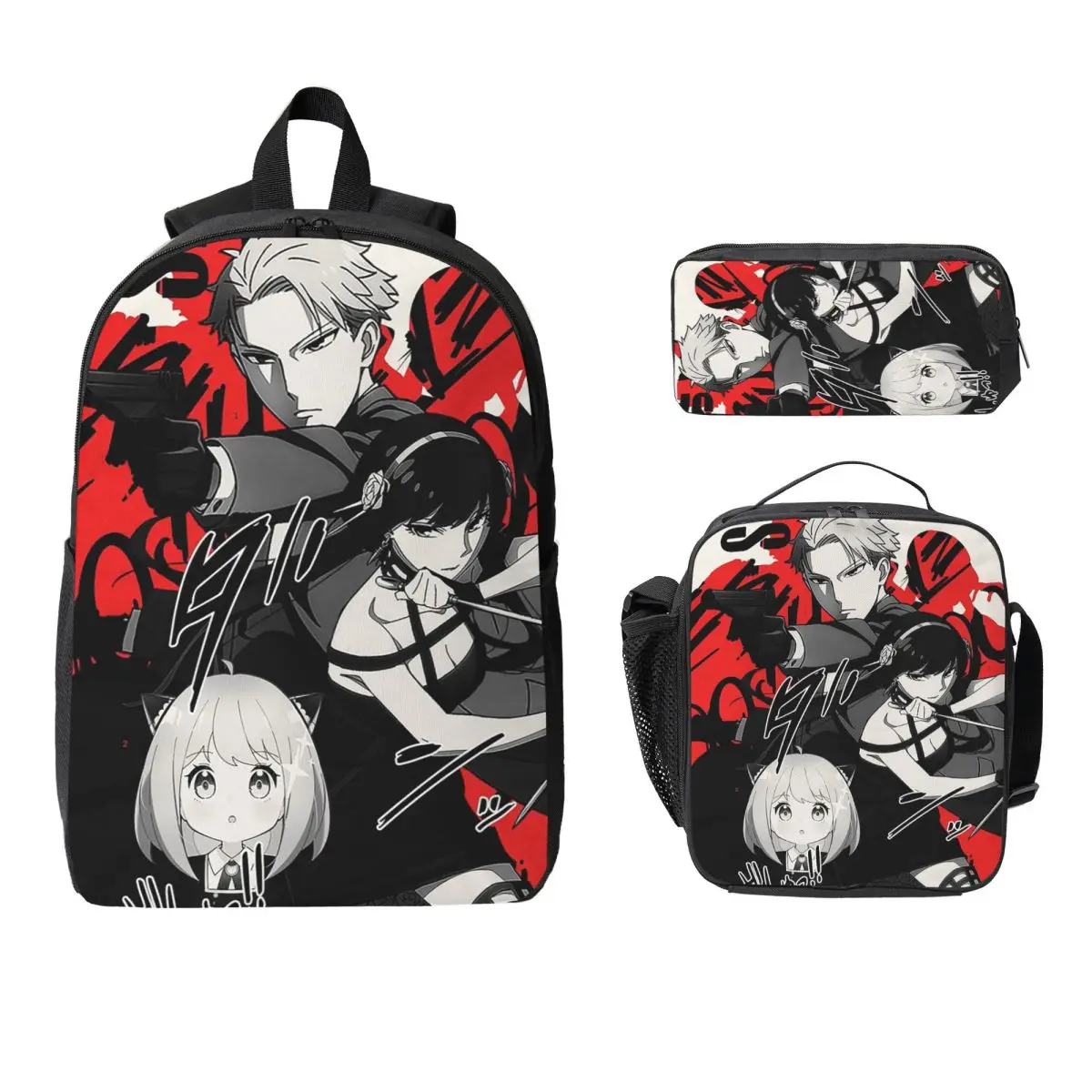 

Семейный рюкзак Kawaii Manga Spy X, студенческий рюкзак для мальчиков и девочек, школьная сумка, сумки на плечо для ноутбука, 3 шт., изолированная сумка для обеда, пенал